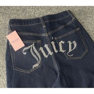 Juicy Couture Jeans 11/30 "Lunita" Y2K High Rise Wide Leg Relaxed Bedazzled NEW